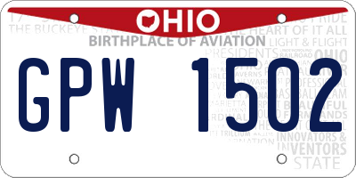 OH license plate GPW1502