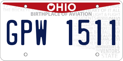 OH license plate GPW1511
