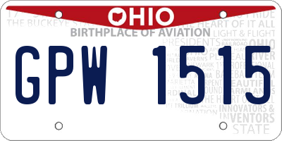 OH license plate GPW1515
