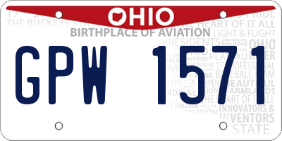 OH license plate GPW1571