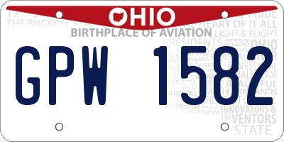 OH license plate GPW1582