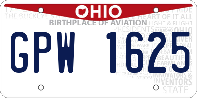 OH license plate GPW1625