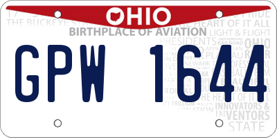 OH license plate GPW1644