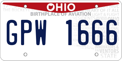 OH license plate GPW1666