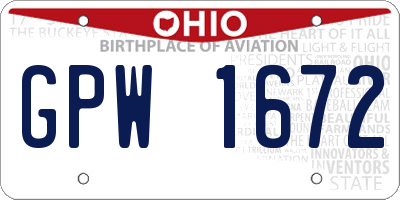 OH license plate GPW1672