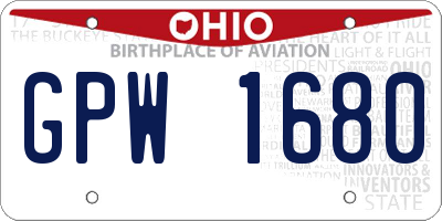 OH license plate GPW1680