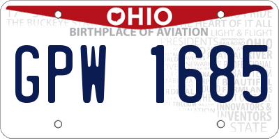 OH license plate GPW1685