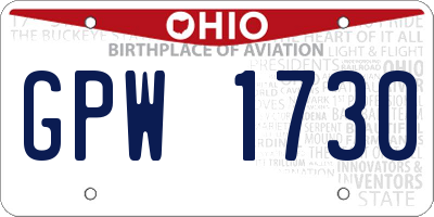OH license plate GPW1730