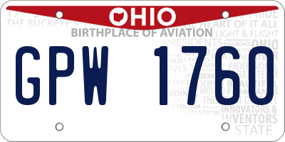 OH license plate GPW1760