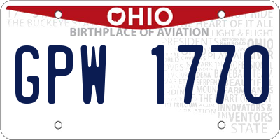 OH license plate GPW1770