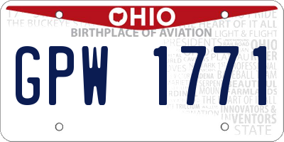 OH license plate GPW1771