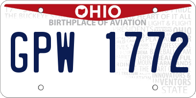 OH license plate GPW1772