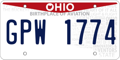 OH license plate GPW1774