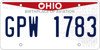 OH license plate GPW1783