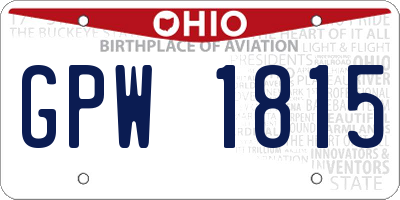 OH license plate GPW1815