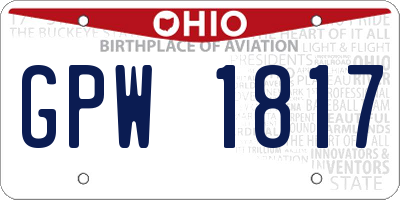 OH license plate GPW1817