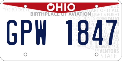 OH license plate GPW1847