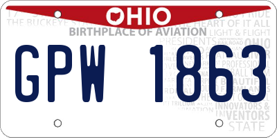 OH license plate GPW1863