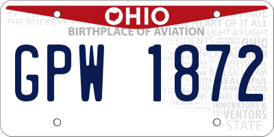 OH license plate GPW1872