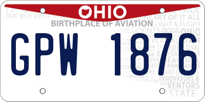 OH license plate GPW1876