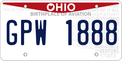 OH license plate GPW1888