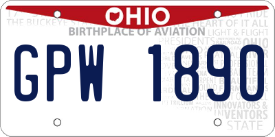 OH license plate GPW1890