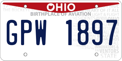 OH license plate GPW1897
