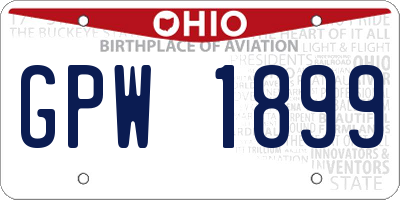 OH license plate GPW1899