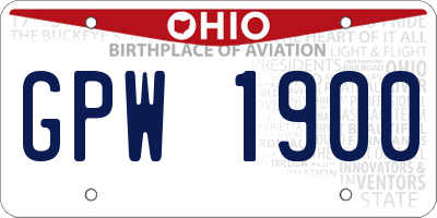 OH license plate GPW1900