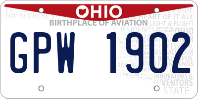 OH license plate GPW1902