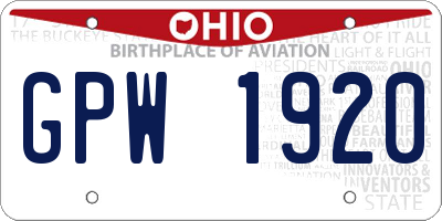 OH license plate GPW1920