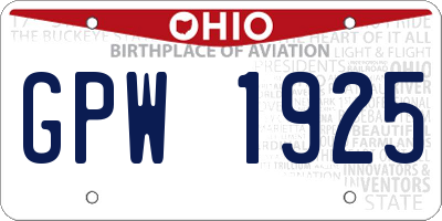 OH license plate GPW1925
