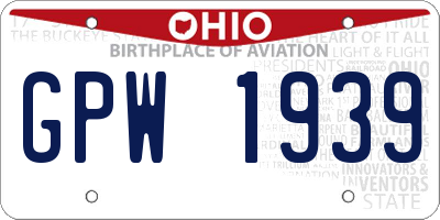 OH license plate GPW1939