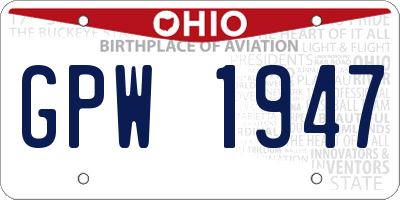 OH license plate GPW1947