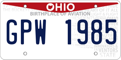 OH license plate GPW1985