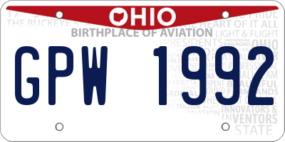 OH license plate GPW1992