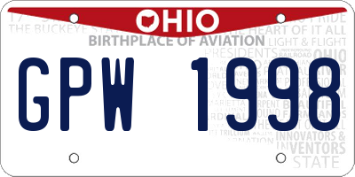 OH license plate GPW1998