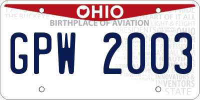 OH license plate GPW2003