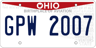 OH license plate GPW2007