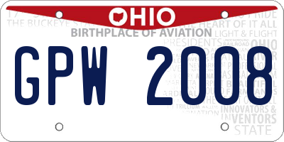 OH license plate GPW2008