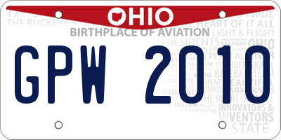 OH license plate GPW2010