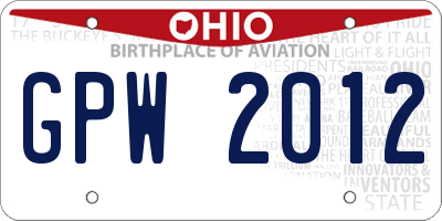 OH license plate GPW2012