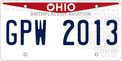 OH license plate GPW2013