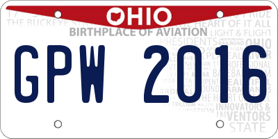 OH license plate GPW2016