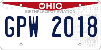 OH license plate GPW2018