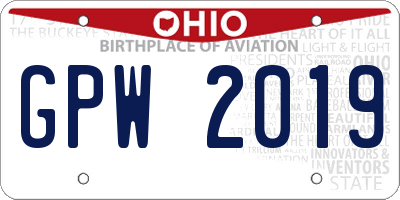OH license plate GPW2019