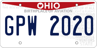 OH license plate GPW2020