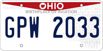 OH license plate GPW2033