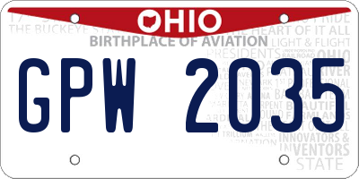 OH license plate GPW2035