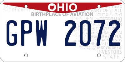 OH license plate GPW2072
